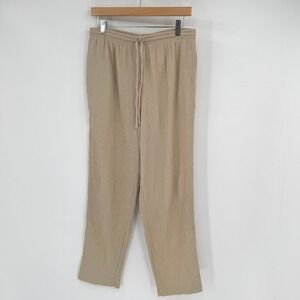 Alfred Dunner Vtg Beige Crepe Textured Drawstring Pants Women's